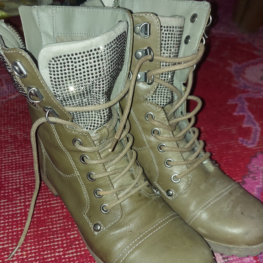 Guess Sparkly Combat Boots Size 8